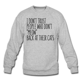 Meow Back - Black - Crewneck Sweatshirt - heather gray