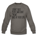 Meow Back - Black - Crewneck Sweatshirt - asphalt gray