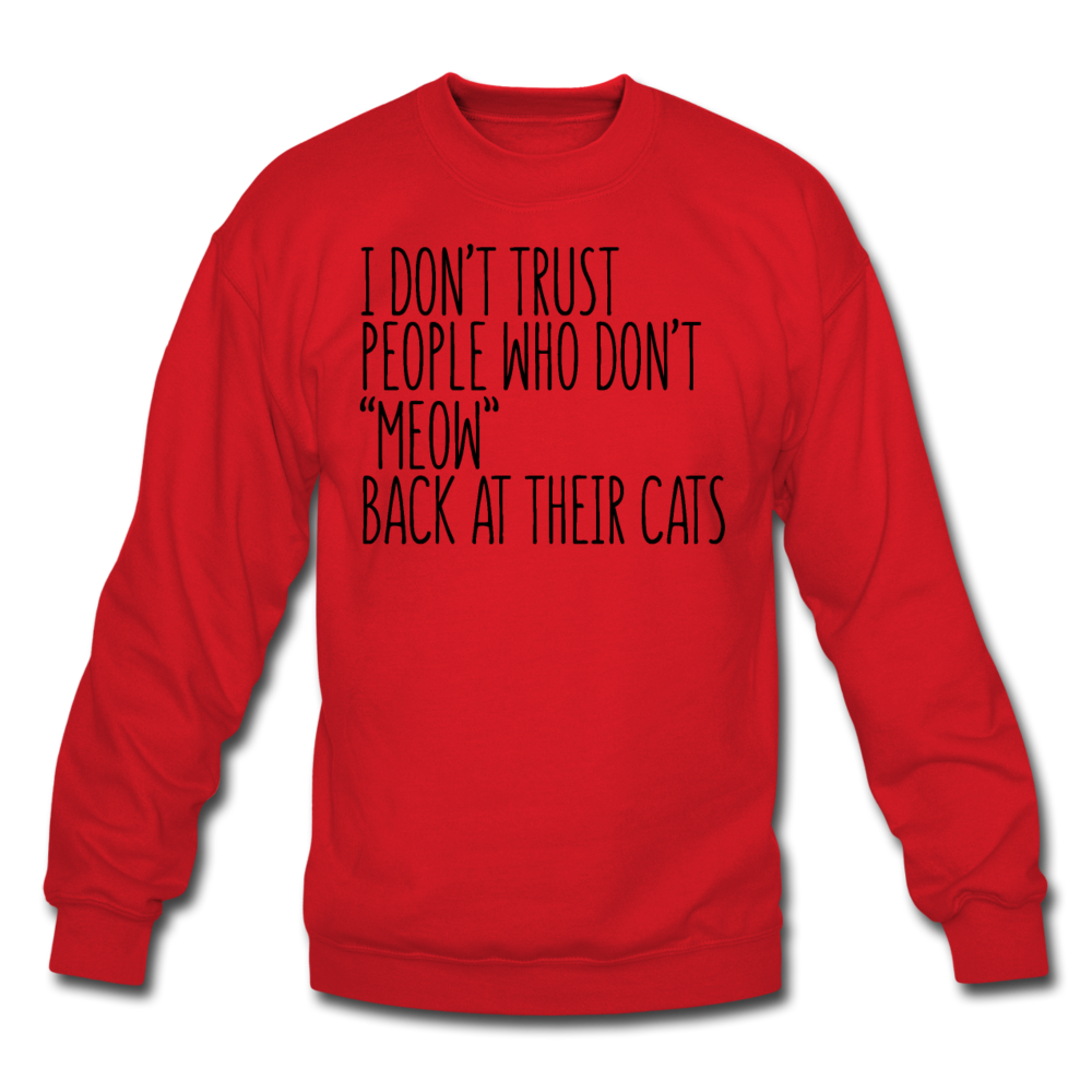 Meow Back - Black - Crewneck Sweatshirt - red