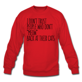 Meow Back - Black - Crewneck Sweatshirt - red