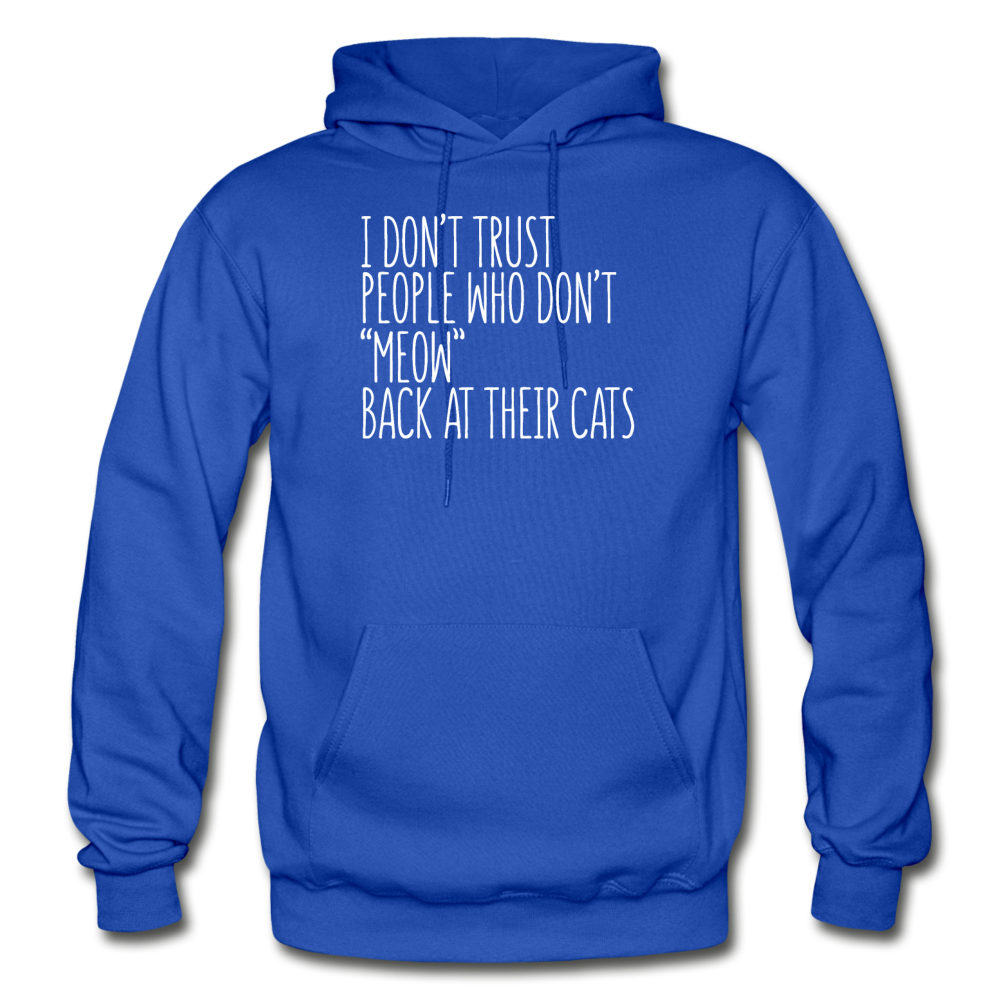 Meow Back - White - Gildan Heavy Blend Adult Hoodie - royal blue