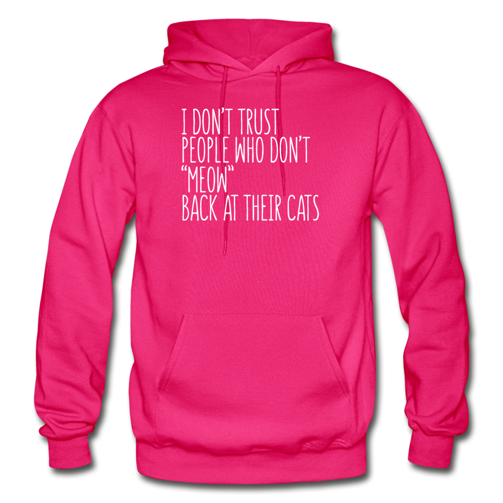 Meow Back - White - Gildan Heavy Blend Adult Hoodie - fuchsia