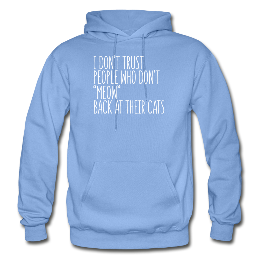 Meow Back - White - Gildan Heavy Blend Adult Hoodie - carolina blue