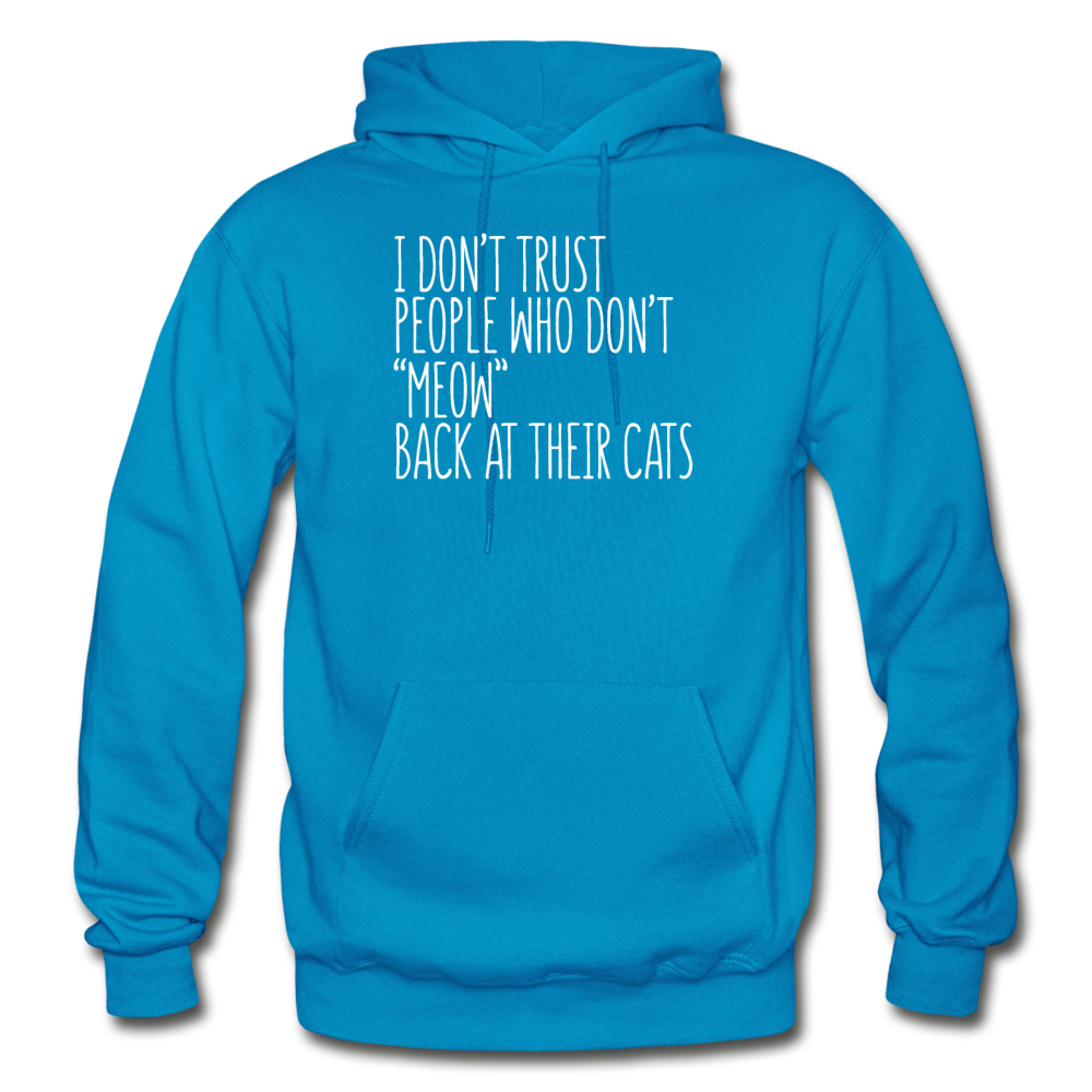 Meow Back - White - Gildan Heavy Blend Adult Hoodie - turquoise