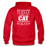 Cuddle A Cat - White - Gildan Heavy Blend Adult Hoodie - red