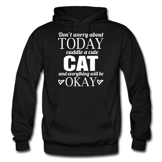 Cuddle A Cat - White - Gildan Heavy Blend Adult Hoodie - black