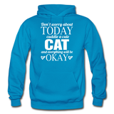 Cuddle A Cat - White - Gildan Heavy Blend Adult Hoodie - turquoise