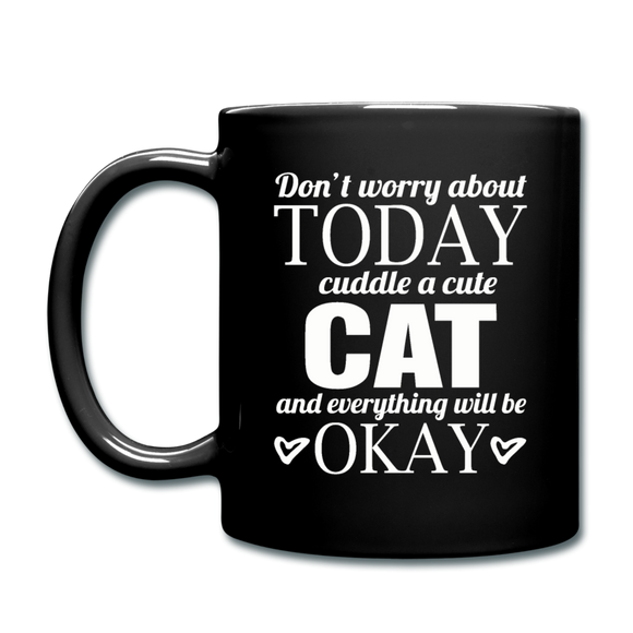 Cuddle A Cat - White - Full Color Mug - black