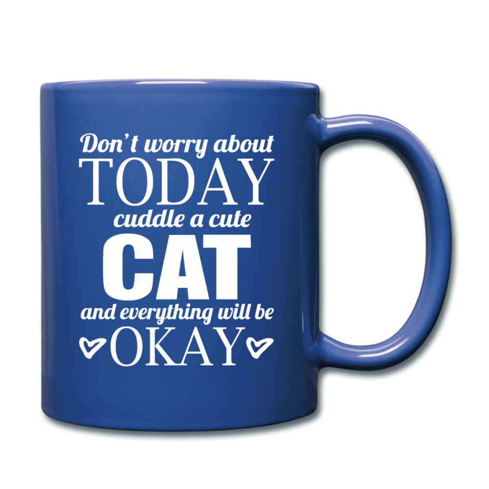 Cuddle A Cat - White - Full Color Mug - royal blue