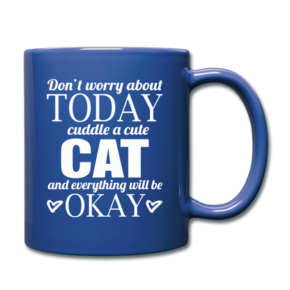 Cuddle A Cat - White - Full Color Mug - royal blue