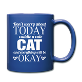 Cuddle A Cat - White - Full Color Mug - royal blue