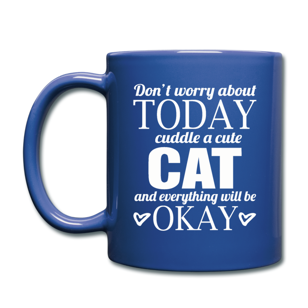 Cuddle A Cat - White - Full Color Mug - royal blue