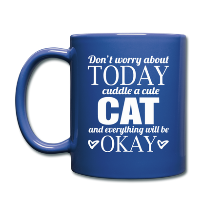 Cuddle A Cat - White - Full Color Mug - royal blue