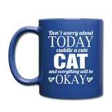Cuddle A Cat - White - Full Color Mug - royal blue