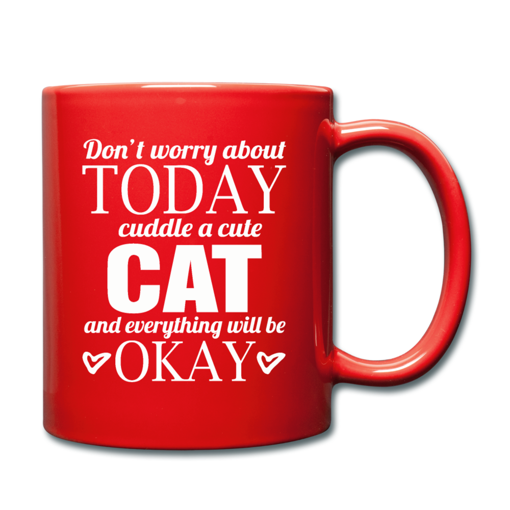 Cuddle A Cat - White - Full Color Mug - red