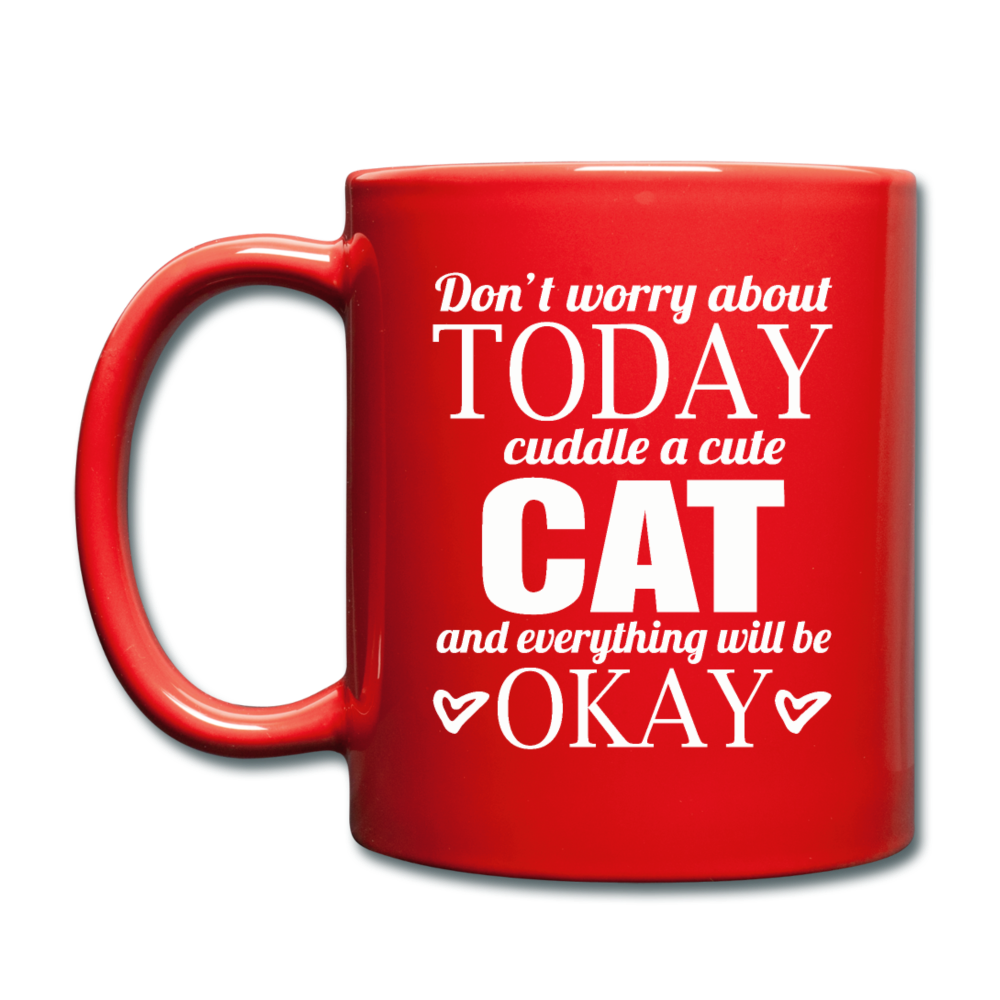 Cuddle A Cat - White - Full Color Mug - red