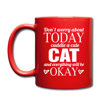 Cuddle A Cat - White - Full Color Mug - red