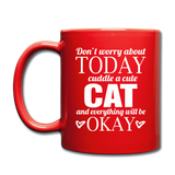 Cuddle A Cat - White - Full Color Mug - red