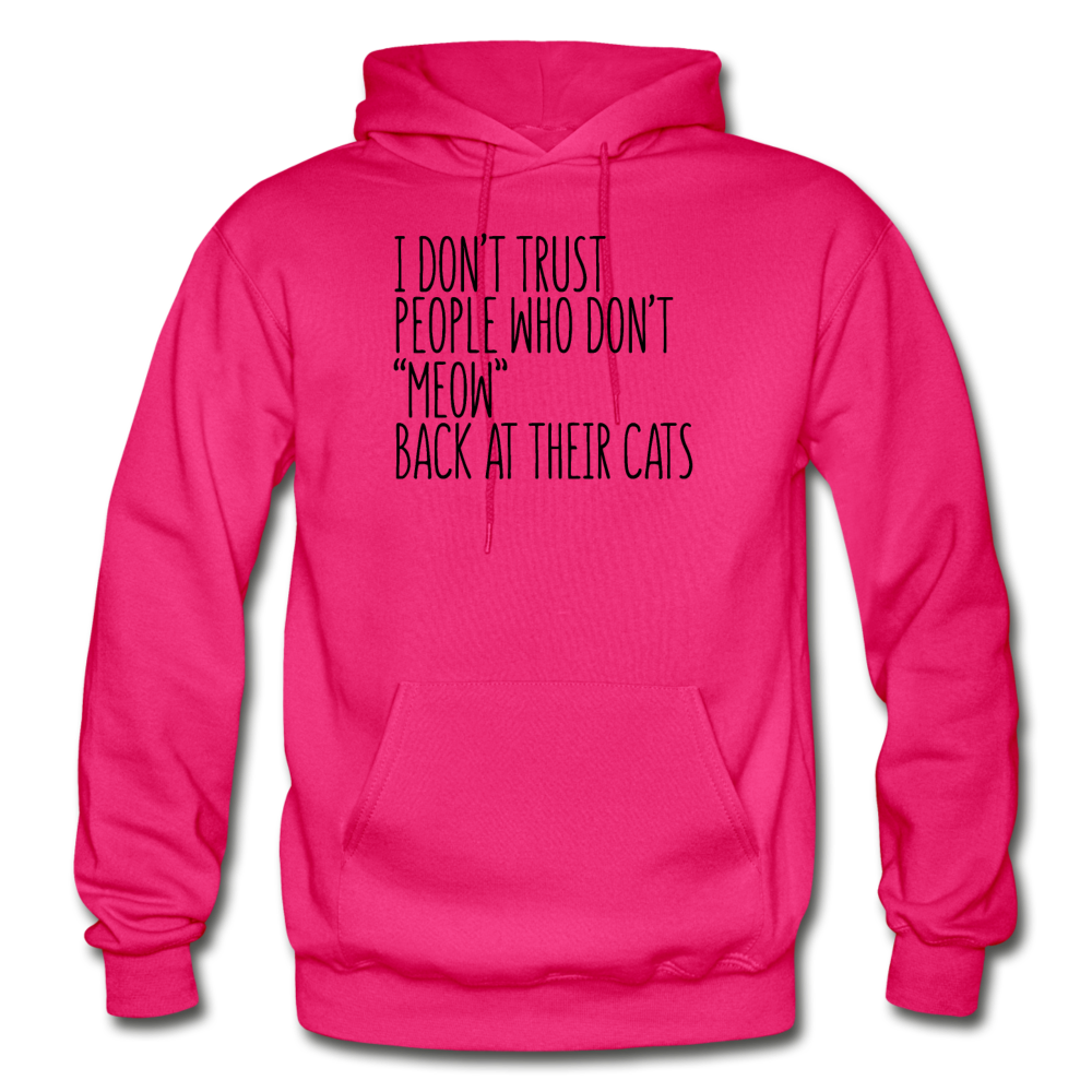 Meow Back - Black - Gildan Heavy Blend Adult Hoodie - fuchsia