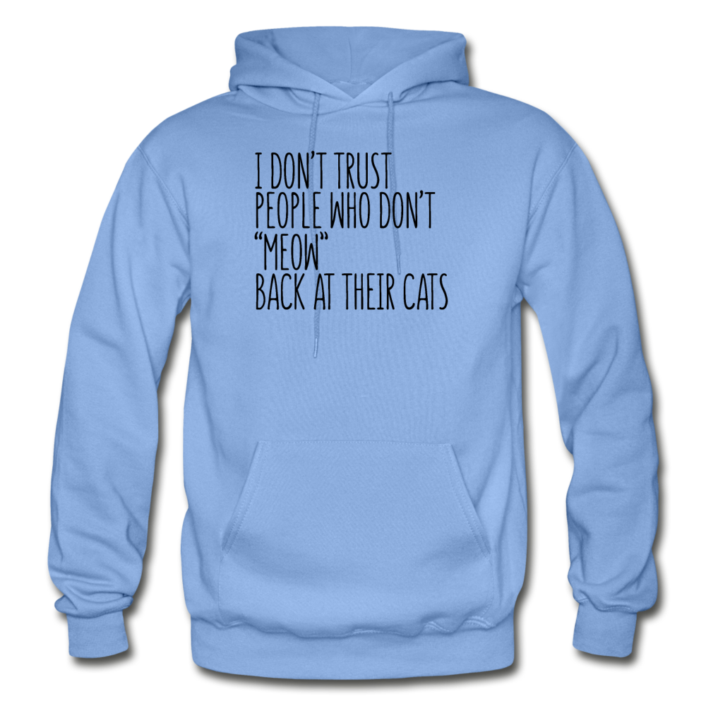 Meow Back - Black - Gildan Heavy Blend Adult Hoodie - carolina blue