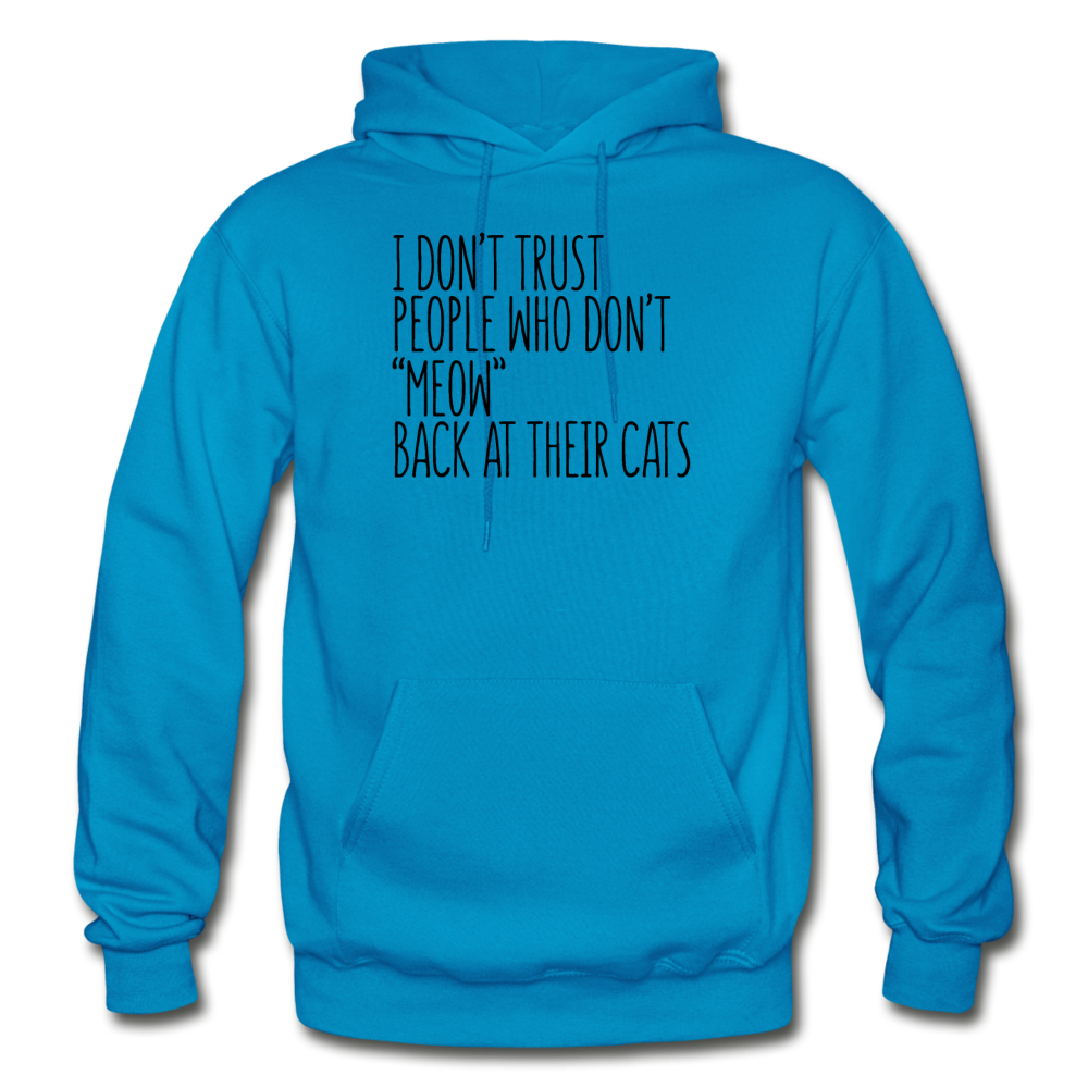 Meow Back - Black - Gildan Heavy Blend Adult Hoodie - turquoise