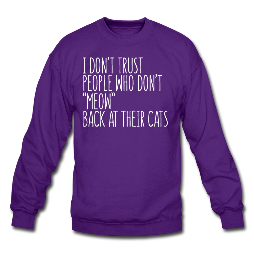 Meow Back - White - Crewneck Sweatshirt - purple