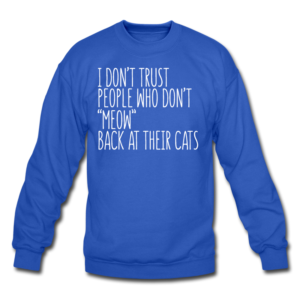 Meow Back - White - Crewneck Sweatshirt - royal blue