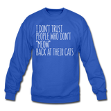 Meow Back - White - Crewneck Sweatshirt - royal blue