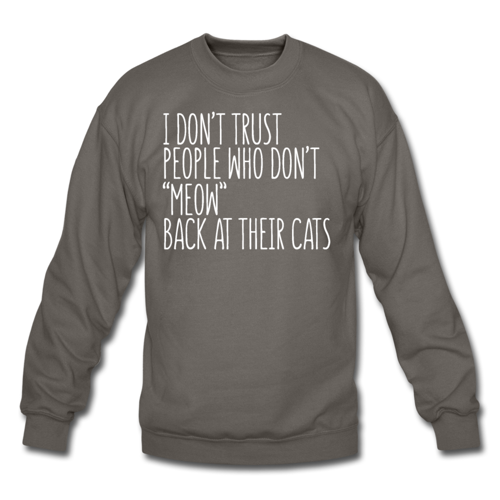 Meow Back - White - Crewneck Sweatshirt - asphalt gray