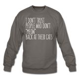 Meow Back - White - Crewneck Sweatshirt - asphalt gray