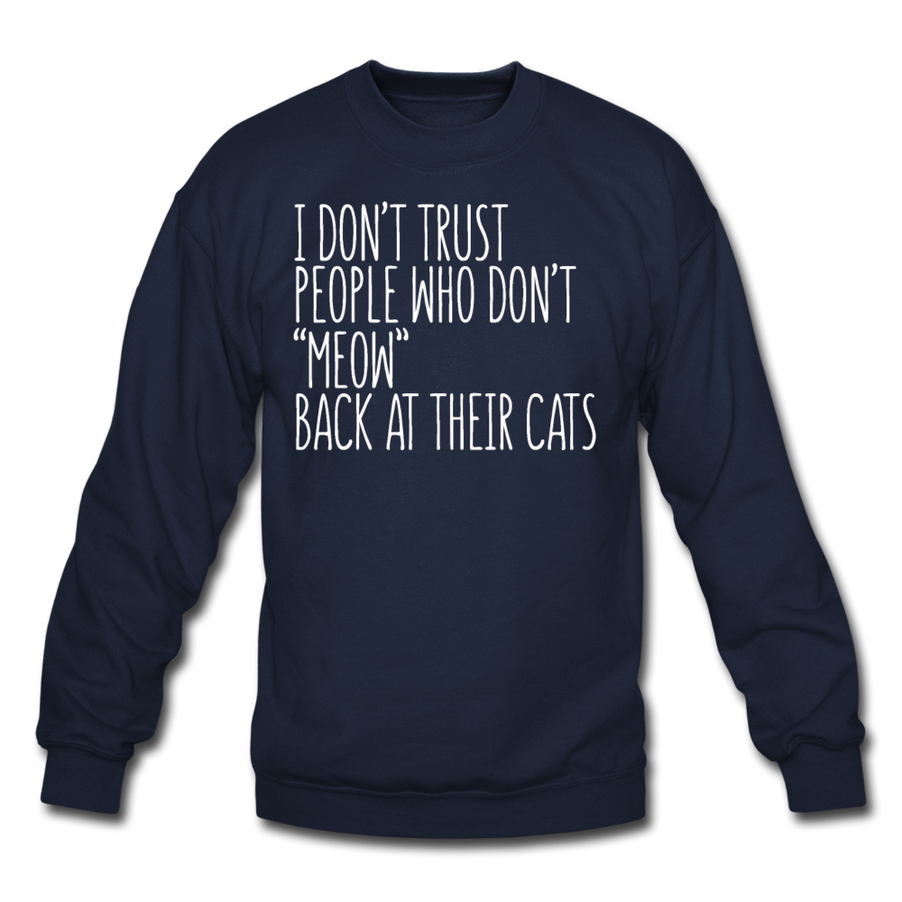 Meow Back - White - Crewneck Sweatshirt - navy