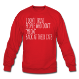 Meow Back - White - Crewneck Sweatshirt - red