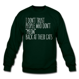 Meow Back - White - Crewneck Sweatshirt - forest green