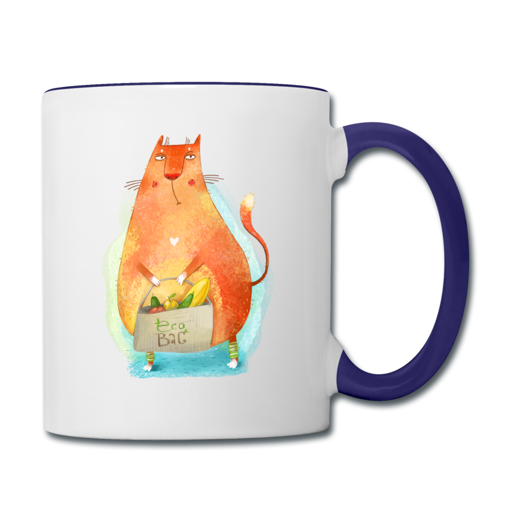 Eco Cat - Contrast Coffee Mug - white/cobalt blue