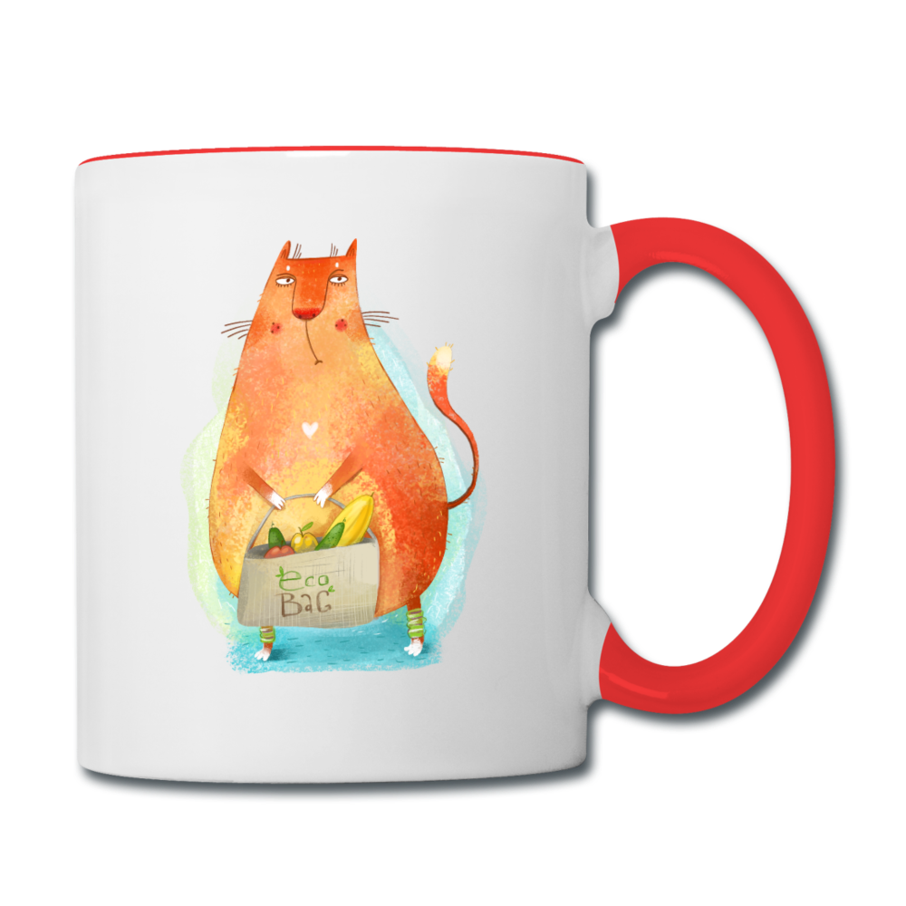 Eco Cat - Contrast Coffee Mug - white/red