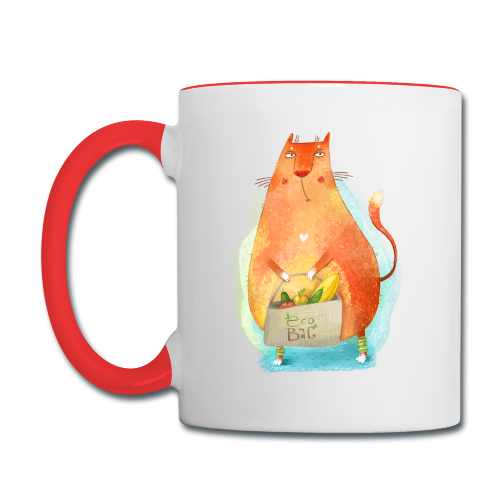 Eco Cat - Contrast Coffee Mug - white/red