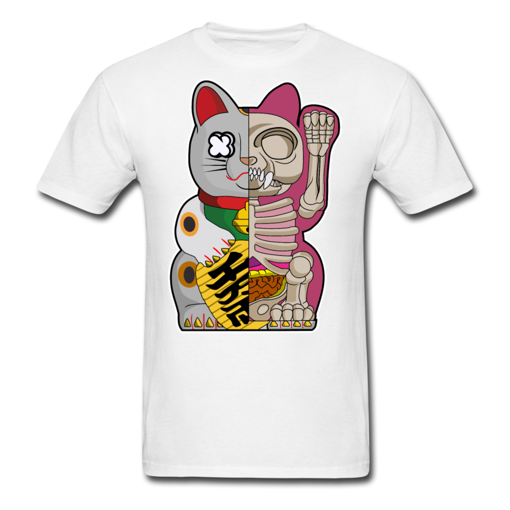 Fortune Half Skeleton Cat - Unisex Classic T-Shirt - white