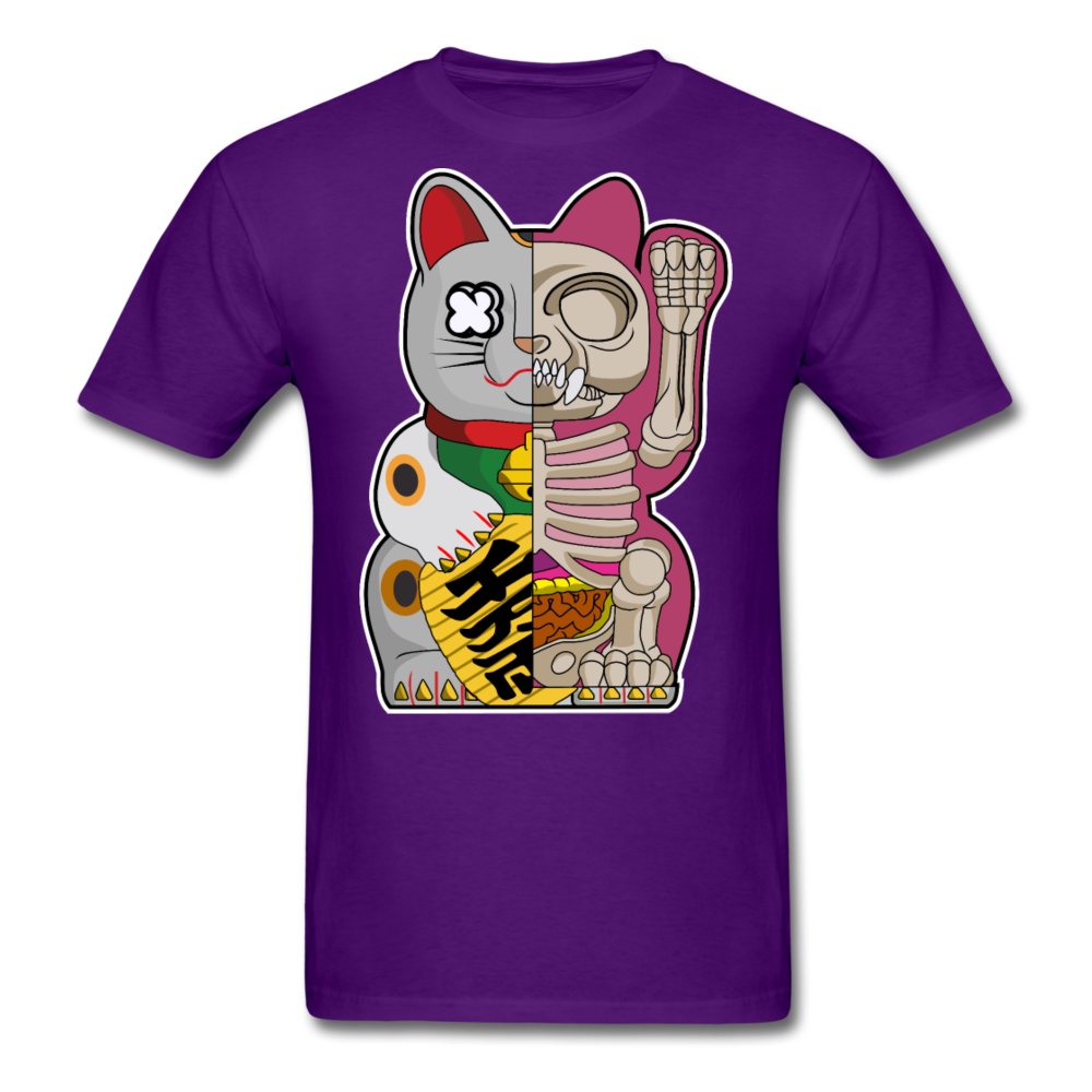 Fortune Half Skeleton Cat - Unisex Classic T-Shirt - purple