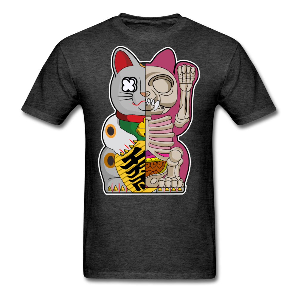 Fortune Half Skeleton Cat - Unisex Classic T-Shirt - heather black