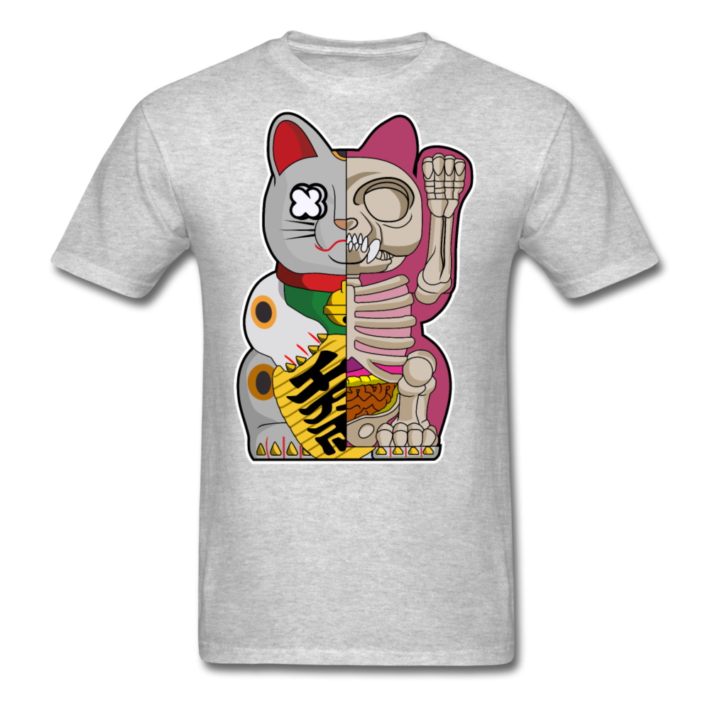 Fortune Half Skeleton Cat - Unisex Classic T-Shirt - heather gray