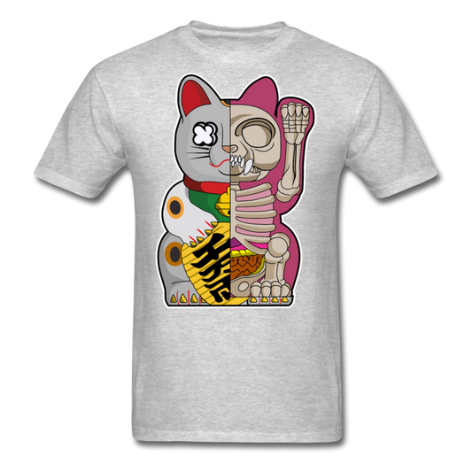 Fortune Half Skeleton Cat - Unisex Classic T-Shirt - heather gray