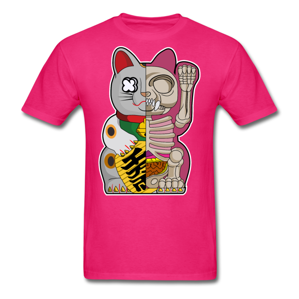 Fortune Half Skeleton Cat - Unisex Classic T-Shirt - fuchsia