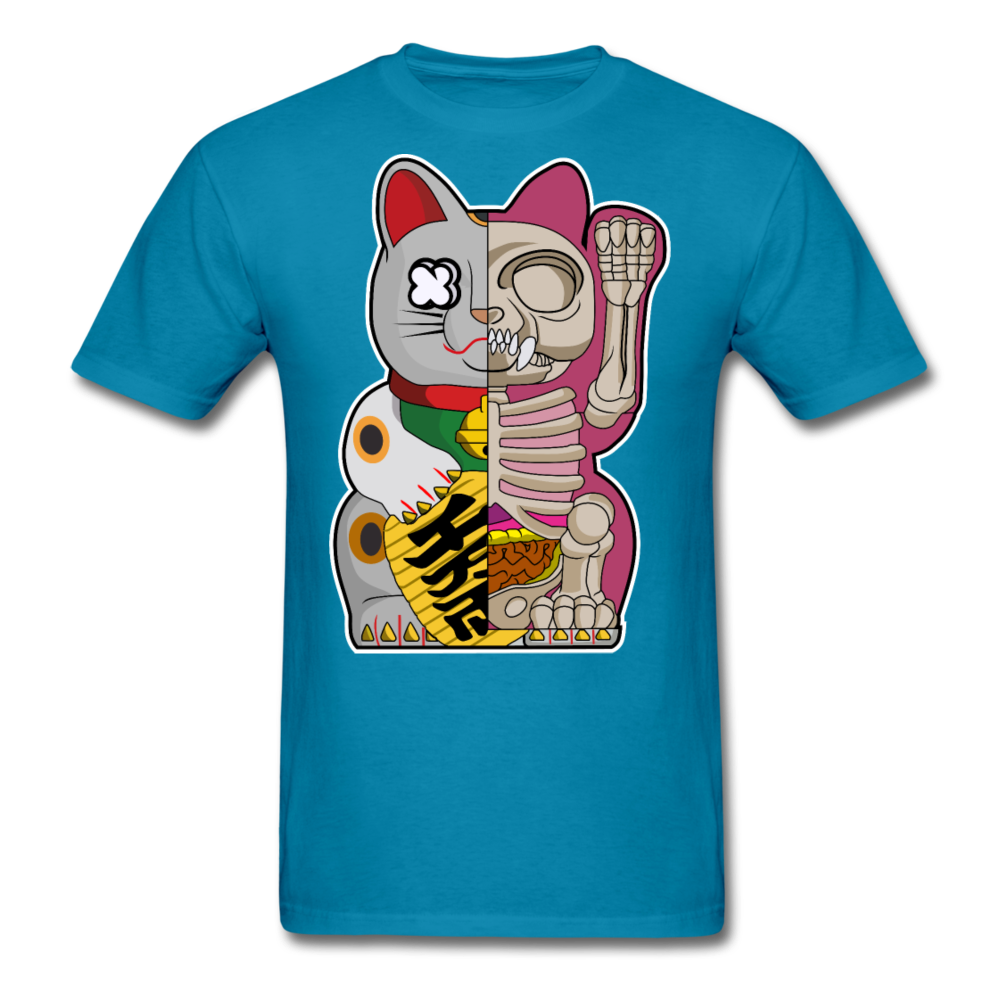 Fortune Half Skeleton Cat - Unisex Classic T-Shirt - turquoise