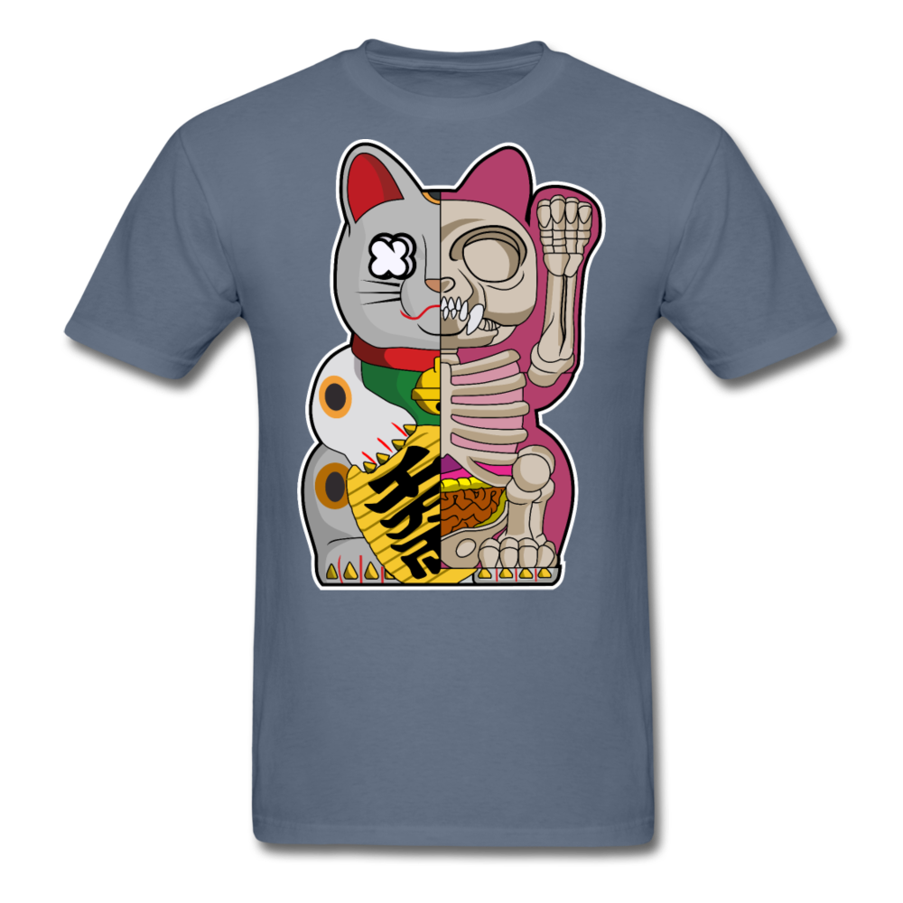 Fortune Half Skeleton Cat - Unisex Classic T-Shirt - denim