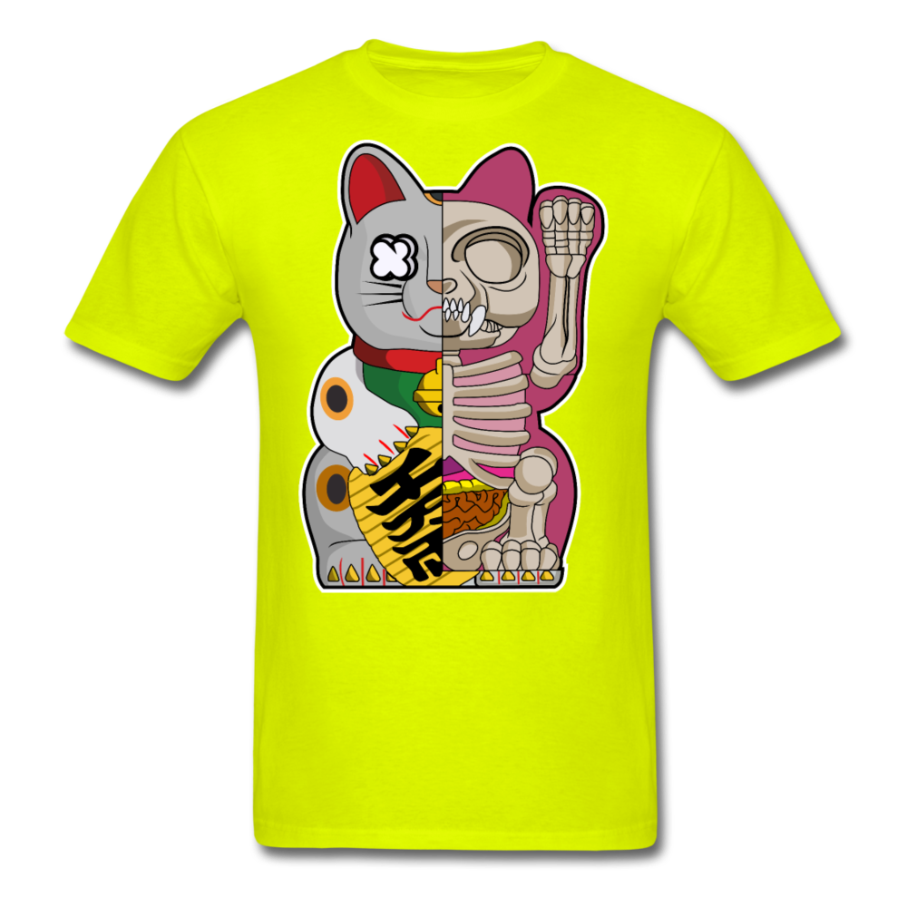 Fortune Half Skeleton Cat - Unisex Classic T-Shirt - safety green