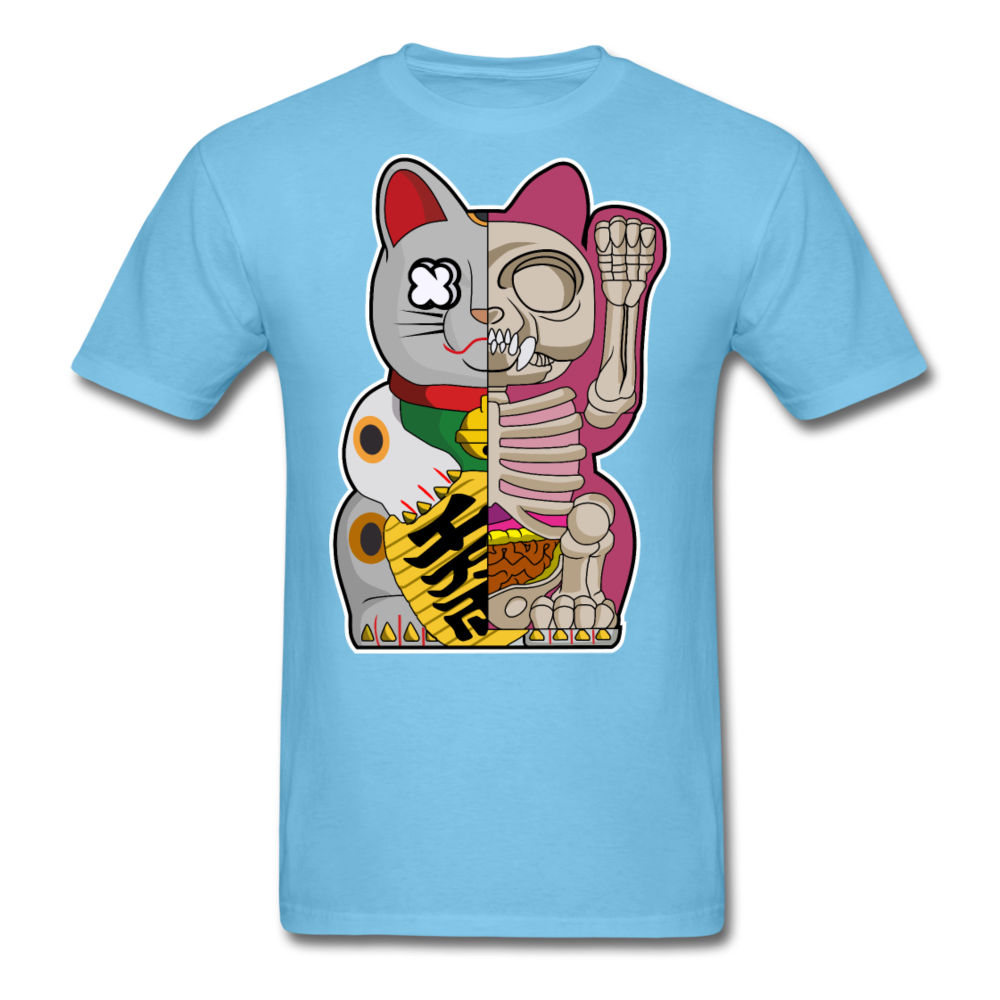 Fortune Half Skeleton Cat - Unisex Classic T-Shirt - aquatic blue