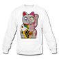 Fortune Half Skeleton Cat - Crewneck Sweatshirt - white