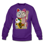 Fortune Half Skeleton Cat - Crewneck Sweatshirt - purple