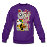 Fortune Half Skeleton Cat - Crewneck Sweatshirt - purple