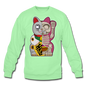 Fortune Half Skeleton Cat - Crewneck Sweatshirt - lime